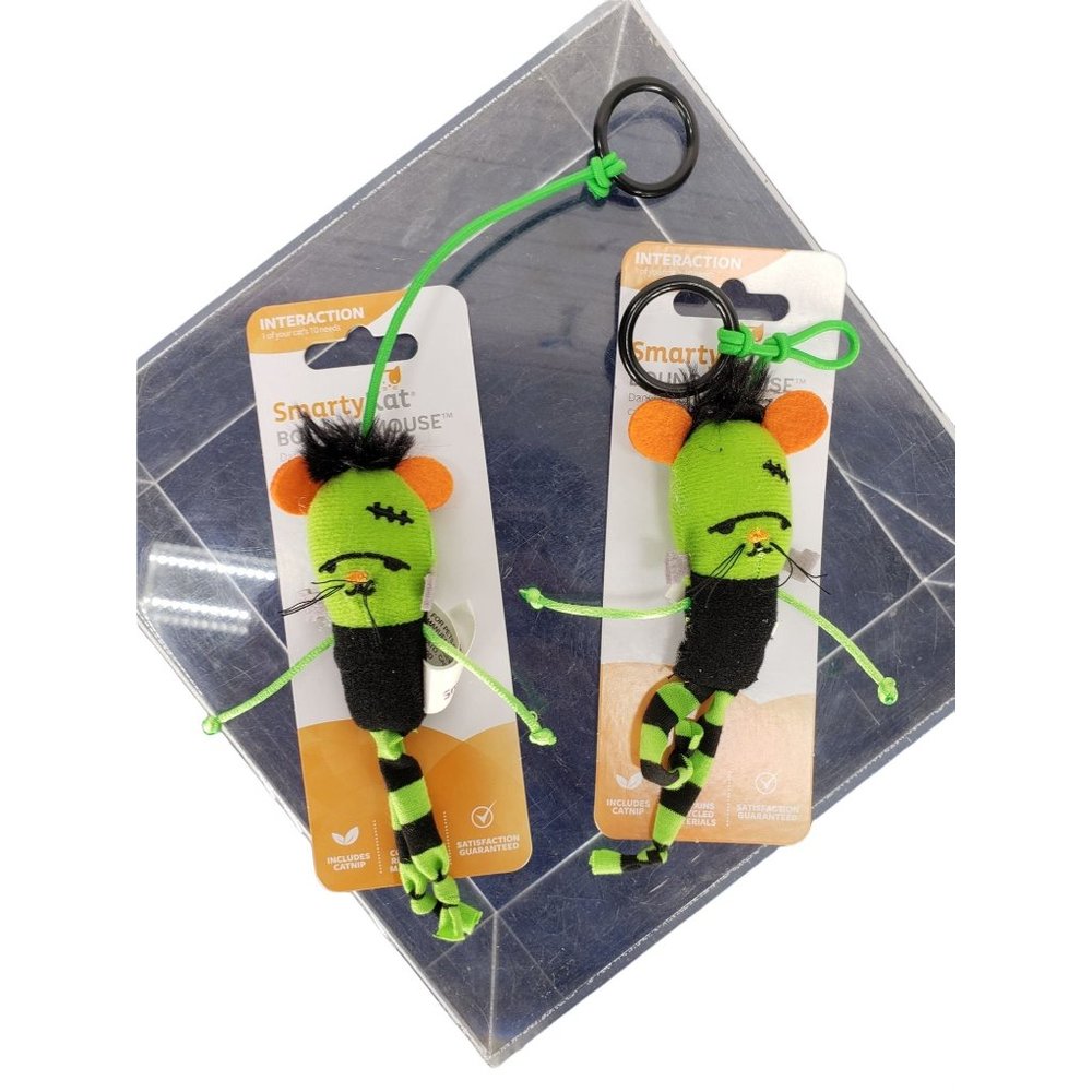 SmartyKat Bouncy Mouse Cat Toy Bungee Toy Frankenkitty Set of‎ 2